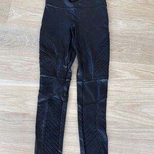 Spanxx Black leather moto Leggings